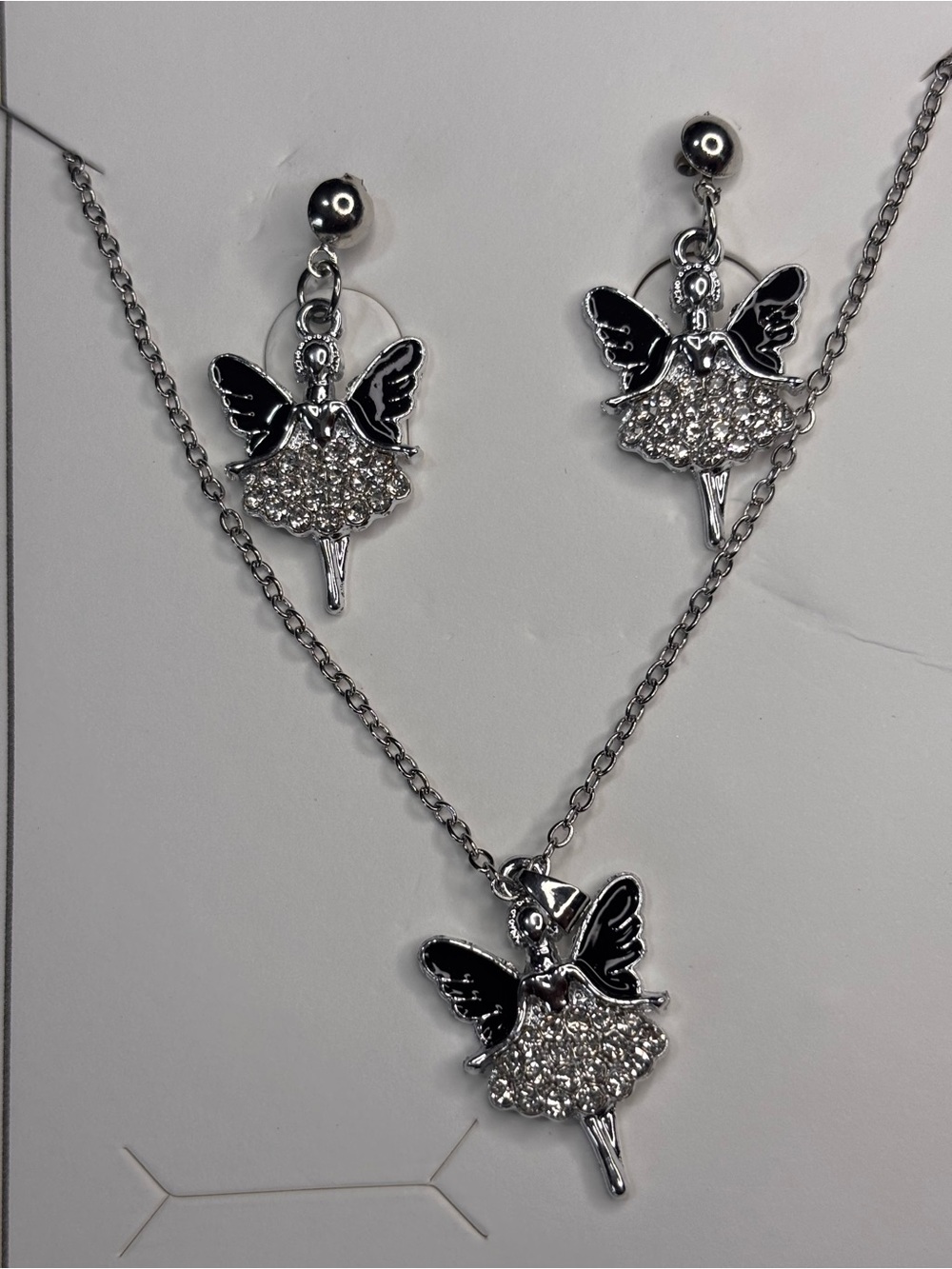 Fairy Jewelry Set - Silver Tone with Black Accents